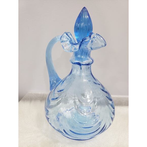 Fenton Other - Fenton Salem Blue Drapery Cruet Decanter MCM Vanity Boudoir Grandma Chic Glass